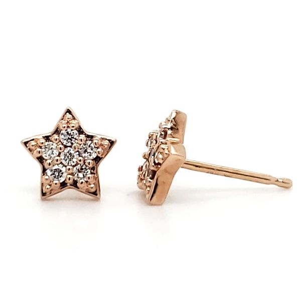 14K Rose Gold Diamond Star Stud Earrings Image 3 Quality Gem LLC Bethel, CT