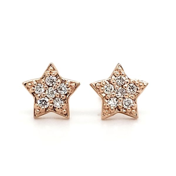 14K Rose Gold Diamond Star Stud Earrings Quality Gem LLC Bethel, CT