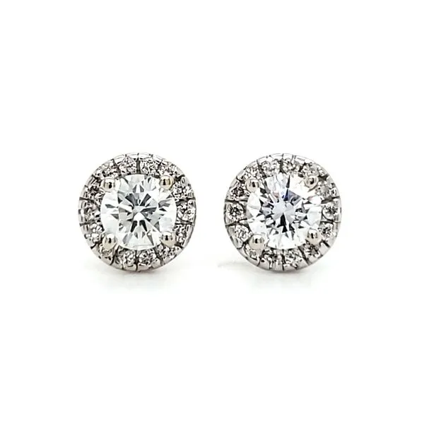 14K White Gold Diamond Halo Stud Earrings Quality Gem LLC Bethel, CT