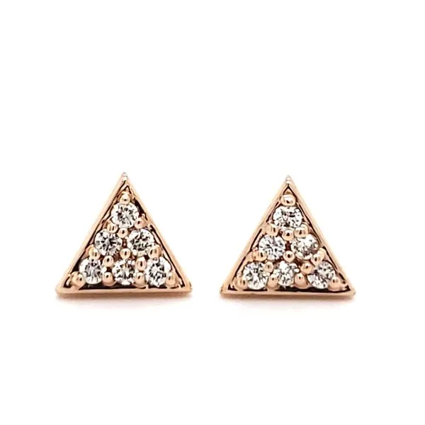 14K Rose Gold Diamond Triangle Stud Earrings Image 2 Quality Gem LLC Bethel, CT