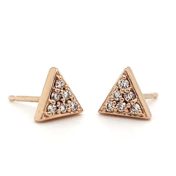 14K Rose Gold Diamond Triangle Stud Earrings Quality Gem LLC Bethel, CT