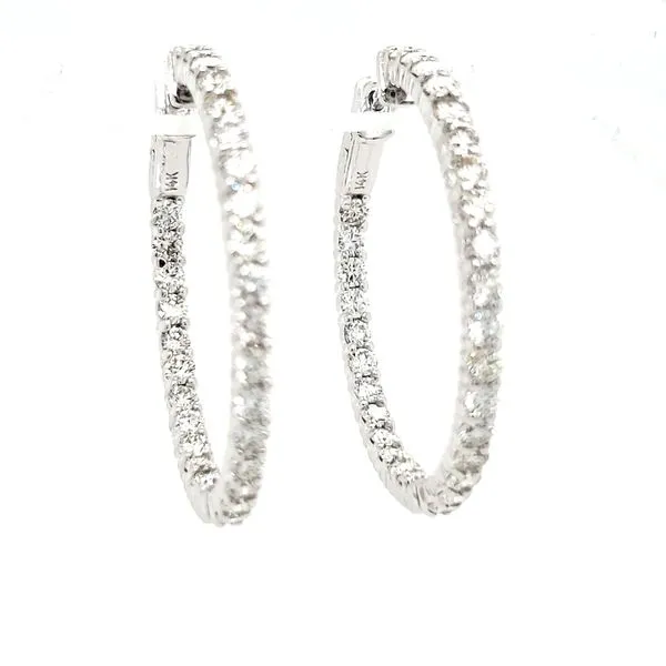 14K White Gold Inside-Outside Diamond Hoop Earrings Image 3 Quality Gem LLC Bethel, CT