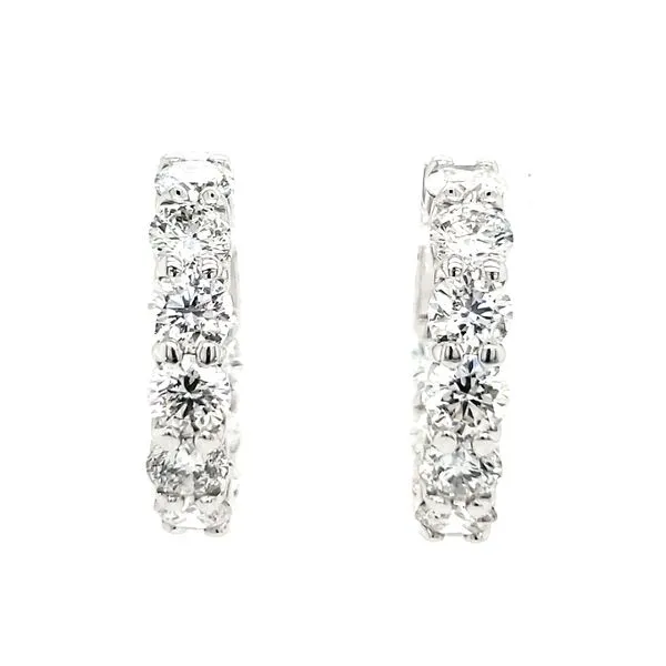 18K White Gold Inside Outside Diamond Hoop Earrings Image 2 Quality Gem LLC Bethel, CT