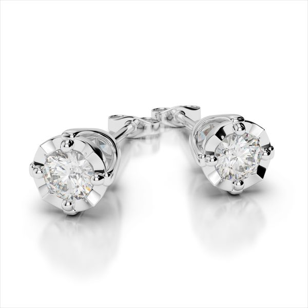 14K White Gold Miracle Diamond Stud Earrings Image 2 Quality Gem LLC Bethel, CT