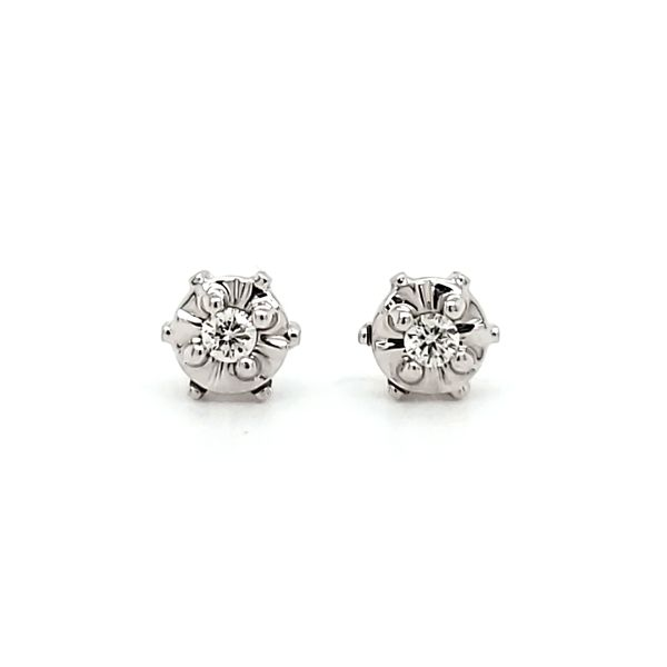 14K White Gold Miracle Diamond Stud Earrings Image 3 Quality Gem LLC Bethel, CT