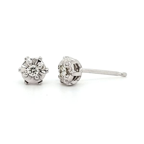 14K White Gold Miracle Diamond Stud Earrings Image 4 Quality Gem LLC Bethel, CT