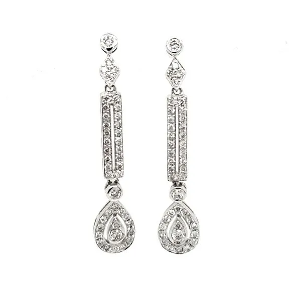 14K White Gold Dangle Diamond Earrings Quality Gem LLC Bethel, CT