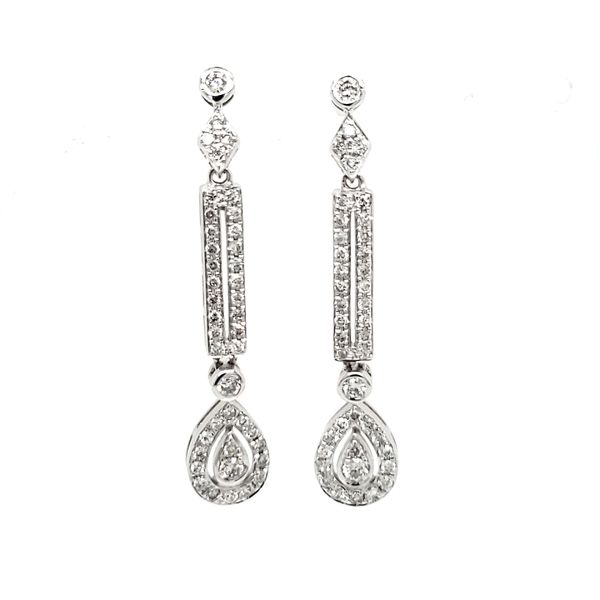 14K White Gold Dangle Diamond Earrings Quality Gem LLC Bethel, CT