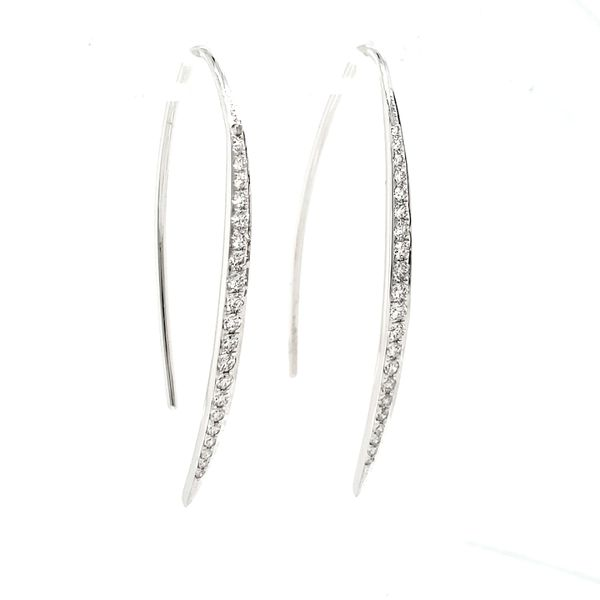 14K White Gold Diamond Sweep Earrings Image 2 Quality Gem LLC Bethel, CT