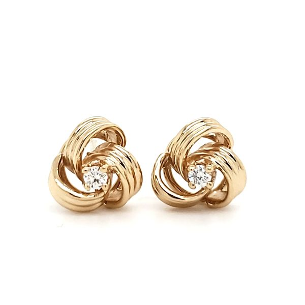 14K Yellow Gold Knot & Diamond Stud Earrings Quality Gem LLC Bethel, CT
