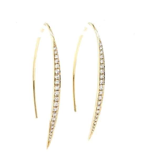 14K Yellow Gold Sweep Dangle Diamond Earrings Image 2 Quality Gem LLC Bethel, CT