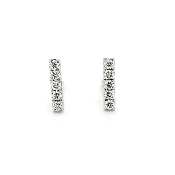 14K White Gold Mini Bar Diamond Stud Earrings Quality Gem LLC Bethel, CT