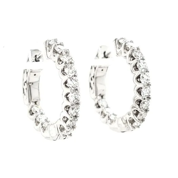 14K White Gold Inside Outside Diamond Hoop Earrings Quality Gem LLC Bethel, CT