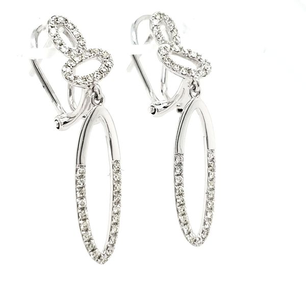 14K White Gold Triple Oval Diamond Dangle Earrings Image 3 Quality Gem LLC Bethel, CT