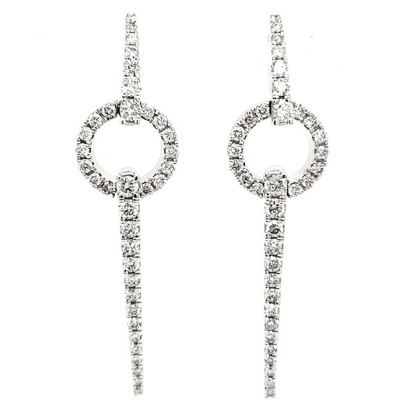 14K White Gold Diamond Door Knocker Drop Earrings Image 2 Quality Gem LLC Bethel, CT