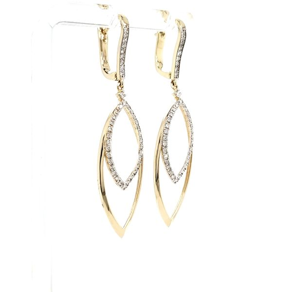 14K Yellow Gold Open Marquise Shape Diamond Dangle Earring Image 2 Quality Gem LLC Bethel, CT