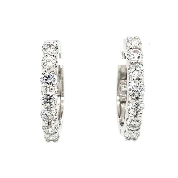 14K White Gold Diamond Hoop Earrings Image 2 Quality Gem LLC Bethel, CT