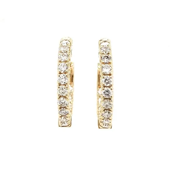 14K Yellow Gold Inside Outside Diamond Hoop Earrings Image 2 Quality Gem LLC Bethel, CT