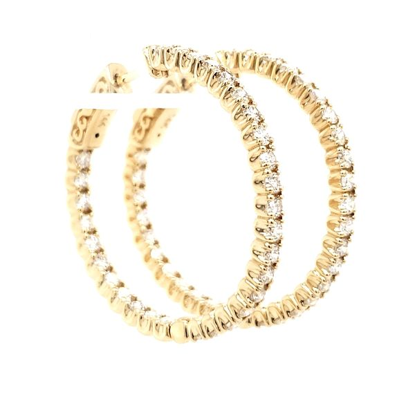 14K Yellow Gold Inside Outside Diamond Hoop Earrings Image 3 Quality Gem LLC Bethel, CT