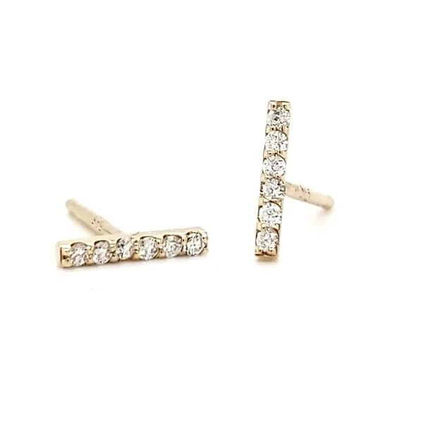 14K Yellow Gold Diamond Bar Stud Earrings Quality Gem LLC Bethel, CT