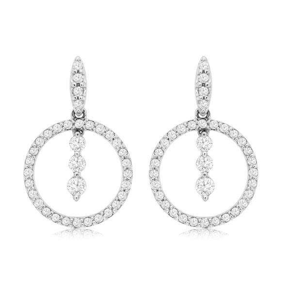 14K White Gold Open Circle Movable Diamond Dangle Earrings Quality Gem LLC Bethel, CT