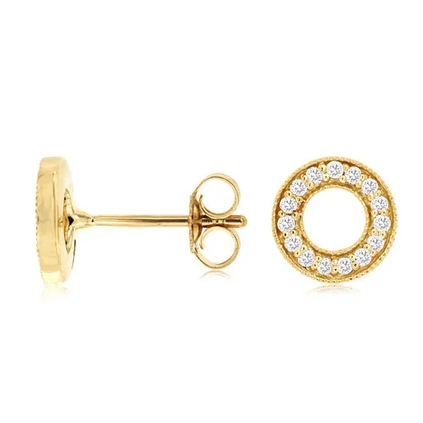 14K Yellow Gold Open Circle Diamond Stud Earrings Quality Gem LLC Bethel, CT