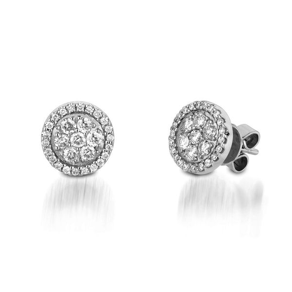 14K White Gold Diamond Cluster Stud Earrings Quality Gem LLC Bethel, CT