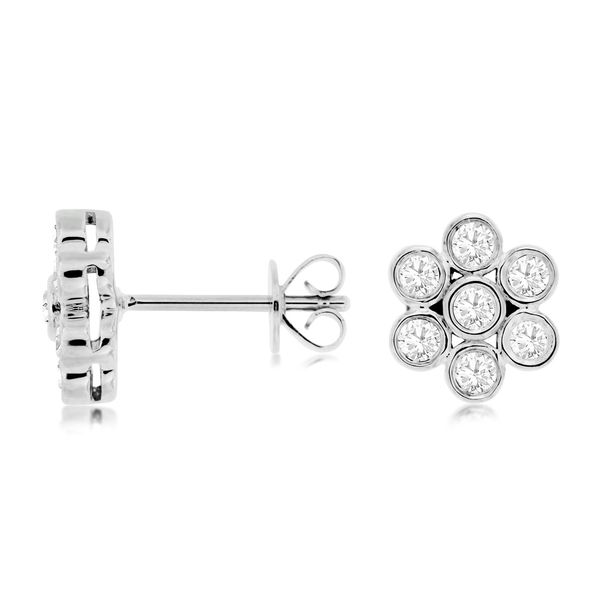 14K White Gold Flower Cluster Diamond Stud Earrings Quality Gem LLC Bethel, CT