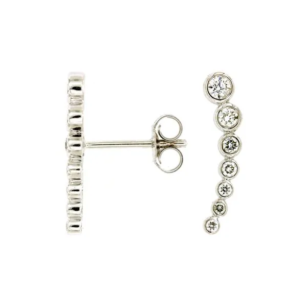 14K White Gold Bezel Diamond Climber Earrings Quality Gem LLC Bethel, CT