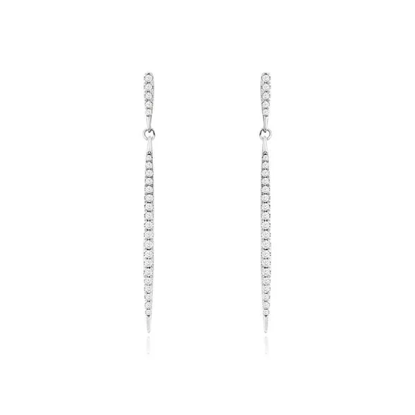 14K White Gold Straight Diamond Dangle Earrings Quality Gem LLC Bethel, CT