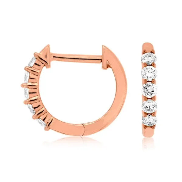 14K Rose Gold Diamond Huggie Hoop Earrings Quality Gem LLC Bethel, CT