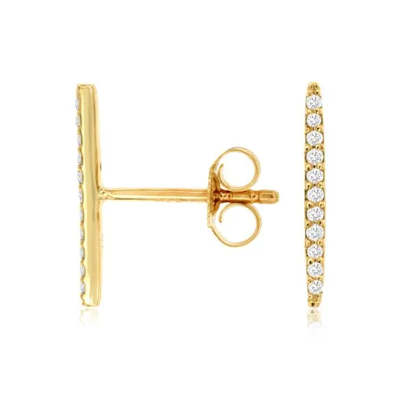 14K Yellow Gold Diamond Bar Stud Earrings Quality Gem LLC Bethel, CT