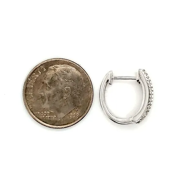 14K White Gold Baguette Diamond Huggie Hoop Earrings Image 3 Quality Gem LLC Bethel, CT