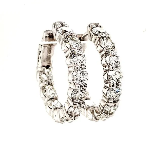 14K White Gold 4.30 Carat Oval Diamond Hoop Earrings Quality Gem LLC Bethel, CT