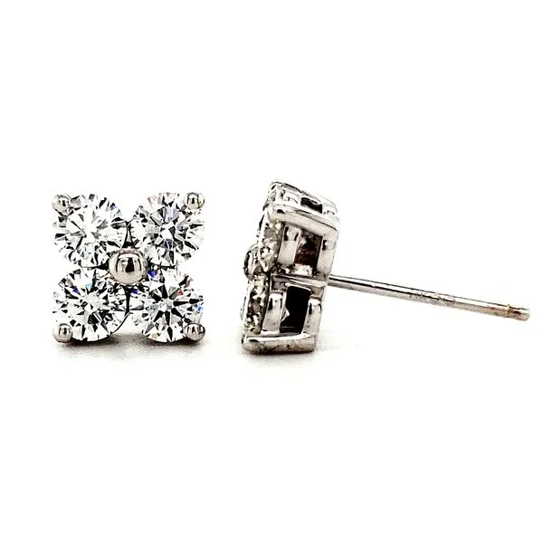 14K White Gold 1.95 Carat Diamond Cluster Earrings Image 2 Quality Gem LLC Bethel, CT