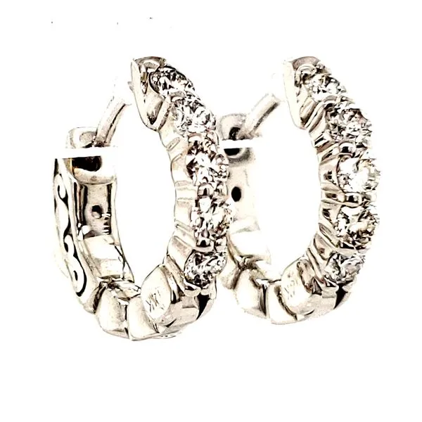 14K White Gold Diamond Huggie Hoop Earrings Quality Gem LLC Bethel, CT
