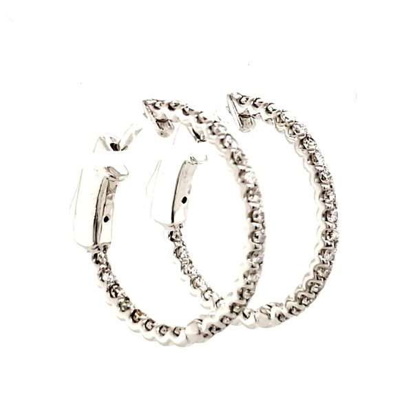 14K White Gold Inside-Outside Diamond Hoop Earrings Image 2 Quality Gem LLC Bethel, CT