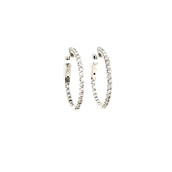 14K White Gold Inside-Outside Diamond Hoop Earrings Image 3 Quality Gem LLC Bethel, CT