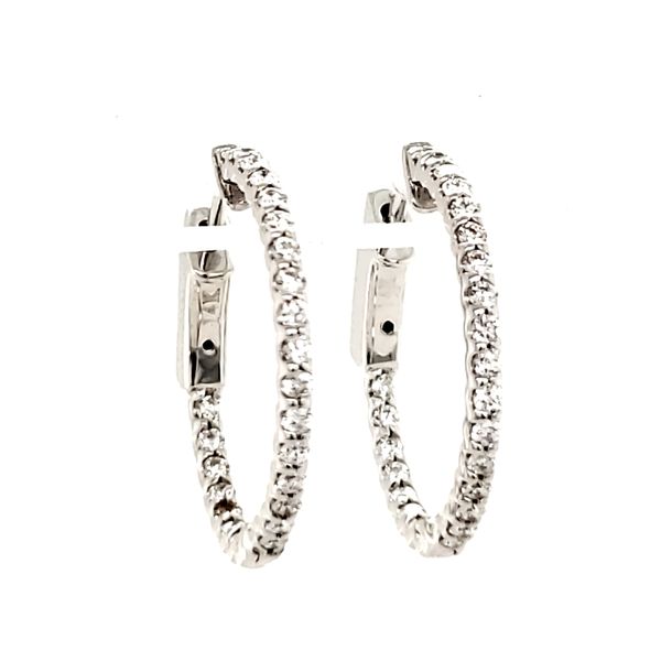 14K White Gold Inside-Outside Diamond Hoop Earrings Quality Gem LLC Bethel, CT