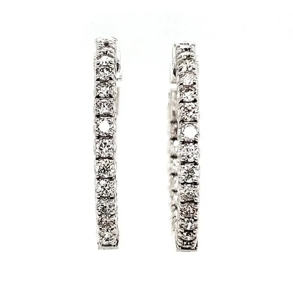 14K White Gold 4 Prong Inside Outside Diamond Hoop Earrings Quality Gem LLC Bethel, CT