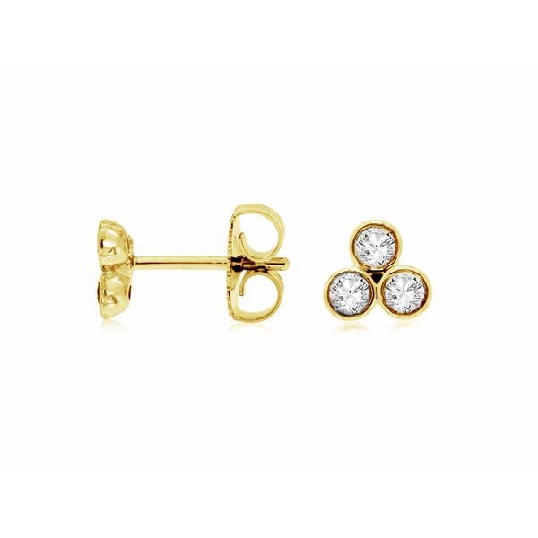14K Yellow Gold Bezel Cluster Diamond Earrings Quality Gem LLC Bethel, CT