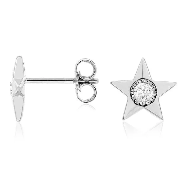 14K White Gold Diamond Star Earrings Quality Gem LLC Bethel, CT