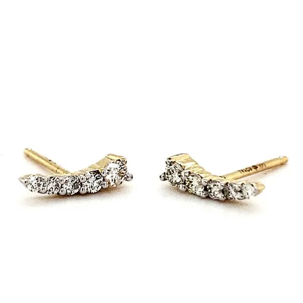 14K Yellow Gold Diamond Climber Earrings Quality Gem LLC Bethel, CT