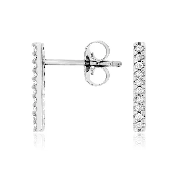 14K White Gold Diamond Bar Earrings Quality Gem LLC Bethel, CT