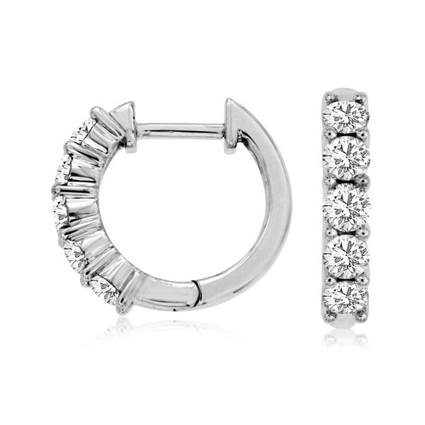 14K White Gold Diamond Hoop Earrings Quality Gem LLC Bethel, CT