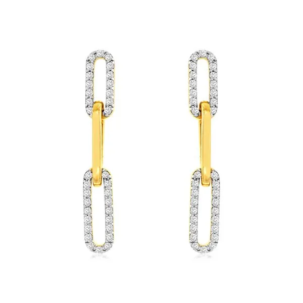 14K Yellow Gold Diamond Paperclip Dangle Earrings Quality Gem LLC Bethel, CT