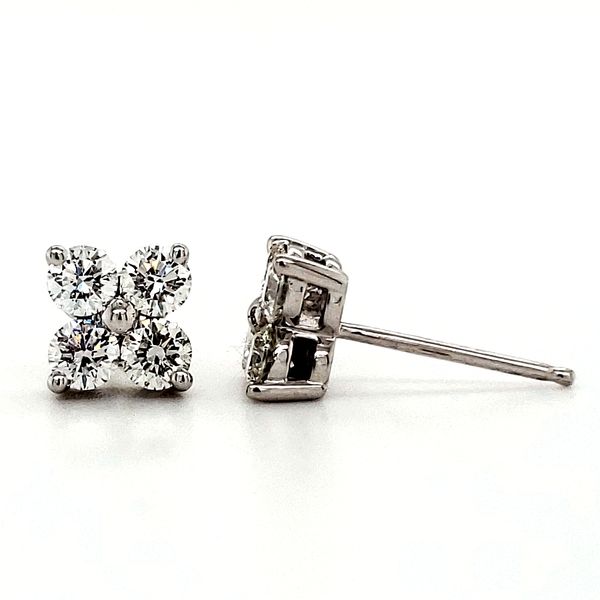 14K White Gold 4 Stone Diamond Cluster Earrings Image 3 Quality Gem LLC Bethel, CT