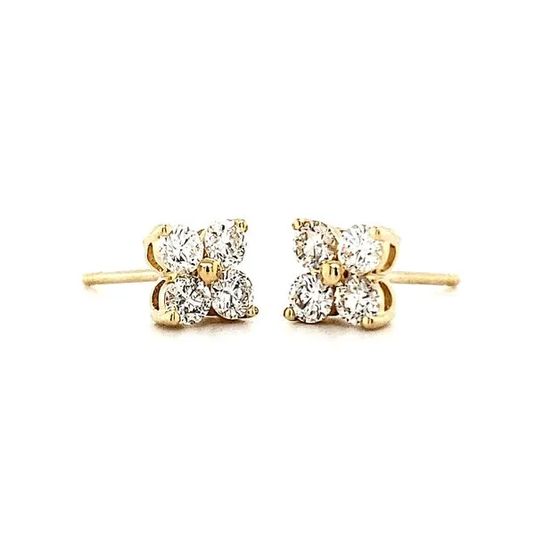 14K Yellow Gold 4 Diamond Cluster Earrings Quality Gem LLC Bethel, CT
