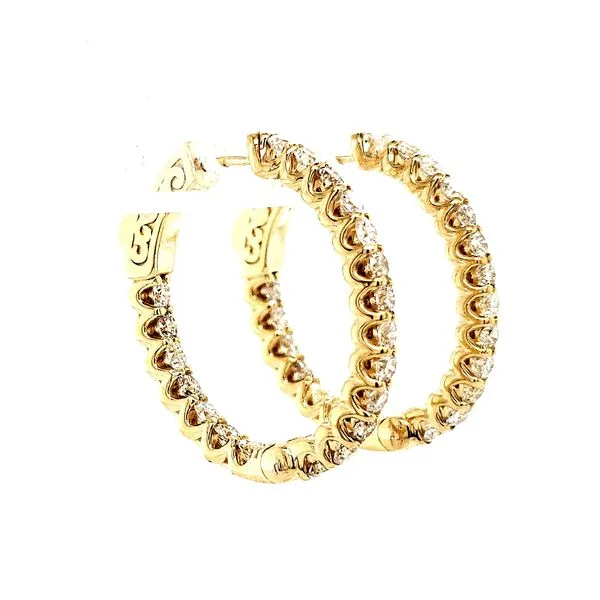 14K Yellow Gold Oval Inside Outside Hoop Earrings Image 2 Quality Gem LLC Bethel, CT