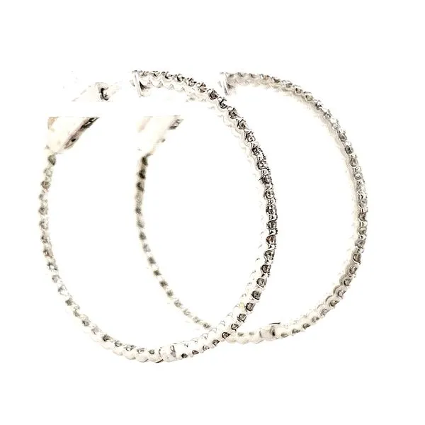 14K White Gold Inside Outside 1 Carat Diamond Hoop Earrings Image 2 Quality Gem LLC Bethel, CT
